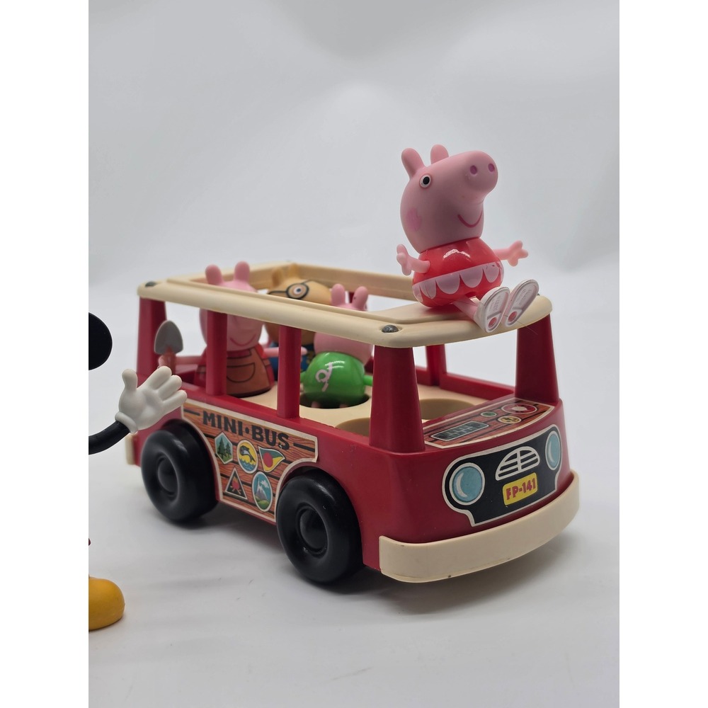 1969 Fisher Price Play Family Mini Bus Model #141 with Mickey and Peppa Pig - Picture 3 of 16